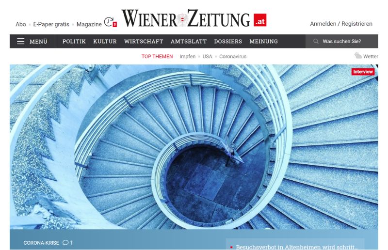 Screenshot Startseite wienerzeitung.de