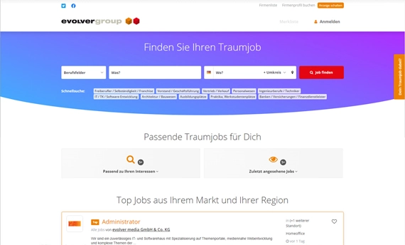 Screenshot Jobportal evolverJOBS